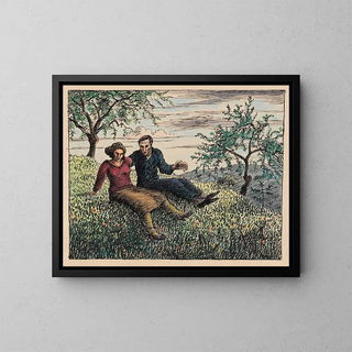 Conversation dans l'herbe - Karl Wiener — framed artwork on a wall