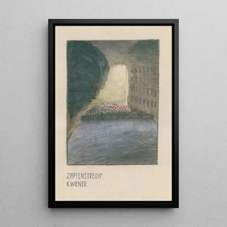 Retirement with Torches - Karl Wiener — framed artwork on a wall