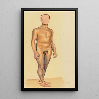Male Nude Painting VI - Karl Wiener — framed artwork on a wall