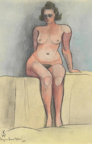 Female Nude Sitting - Karl Wiener — artwork view