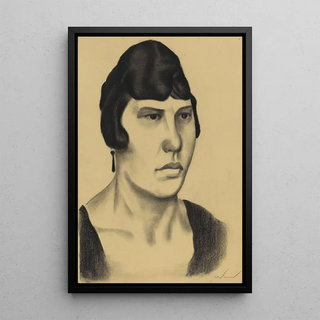 Portrait painting of a woman IV - Karl Wiener — framed artwork on a wall