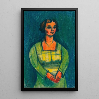Portrait féminin de Les 150 Feuilles - Karl Wiener — framed artwork on a wall