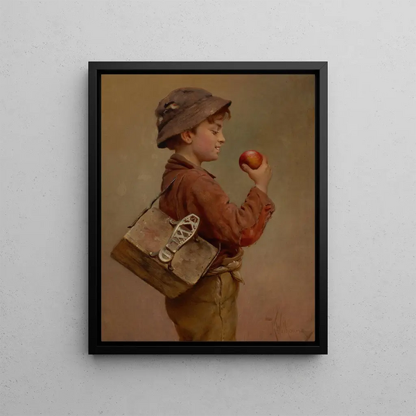 Boy with an Apple - Karl Witkowski — framed artwork on a wall