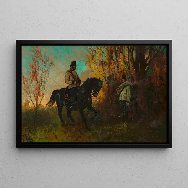 Military patrol 1866 - Karl von Blaas — framed artwork on a wall