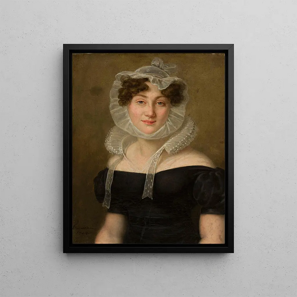 Portrait of a Lady with a Cap - Karol Schweikart — framed artwork on a wall