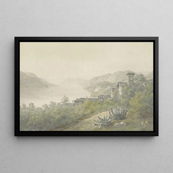 View from Bellagio Park over Lake Como - Károly Lajos Libay — framed artwork on a wall