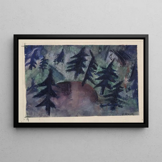 Les pins - Kate Traumann Steinitz — framed artwork on a wall