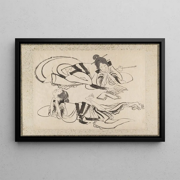 Sketchbook by and his disciples Pl25 - Katsushika Hokusai — framed artwork on a wall