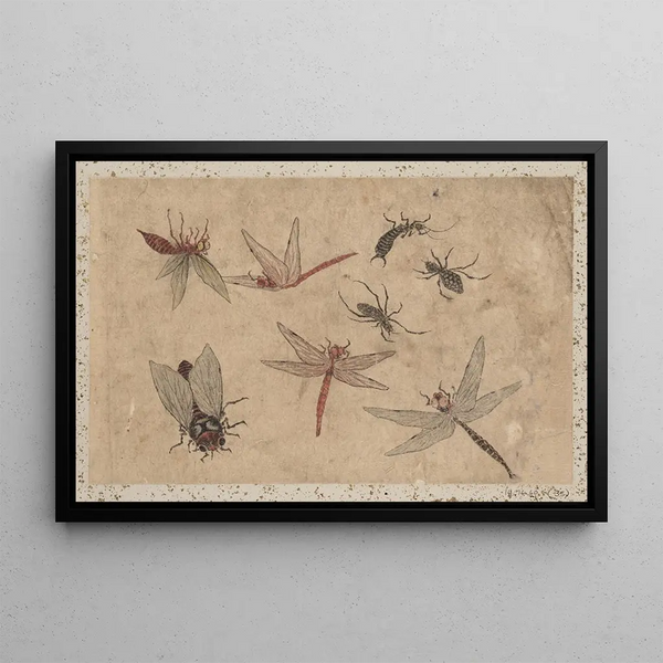 Sketchbook by and his disciples Pl35 - Katsushika Hokusai — framed artwork on a wall