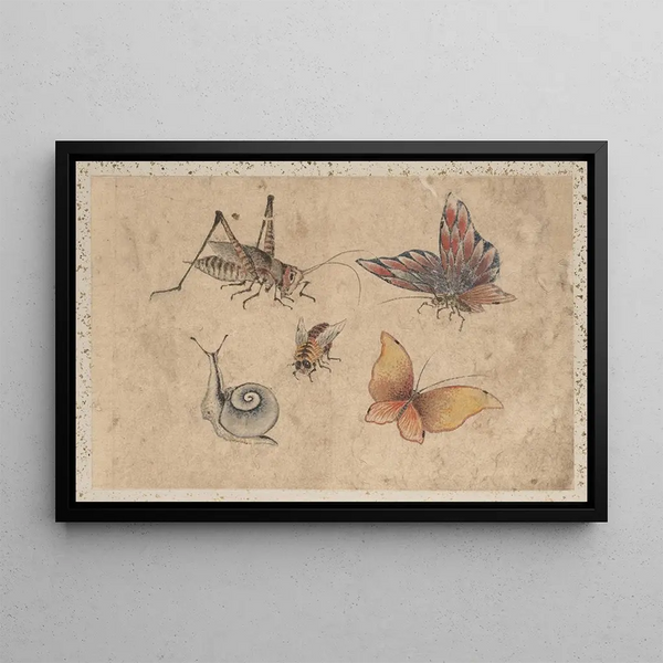 Sketchbook by and his disciples, Pl36 - Katsushika Hokusai — framed artwork on a wall