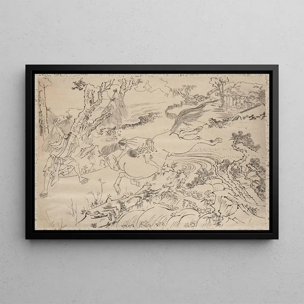 Sketchbook by and his disciples Pl58 - Katsushika Hokusai — framed artwork on a wall