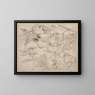 Sketchbook of Katsushika Hokusai and his disciples Pl59 - Katsushika Hokusai — framed artwork on a wall