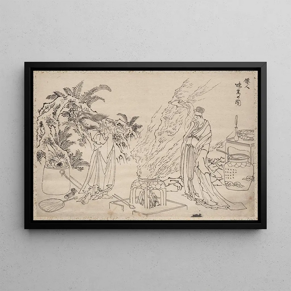 Sketchbook by and his disciples Pl60 - Katsushika Hokusai — framed artwork on a wall