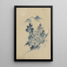 Bâtiments nichés parmi les arbres dans une vallée montagneuse - Katsushika Hokusai — framed artwork on a wall