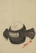 Mouse sitting face on a mallet with a red ribbon passing through a hole in the handle - Katsushika Hokusai — artwork view