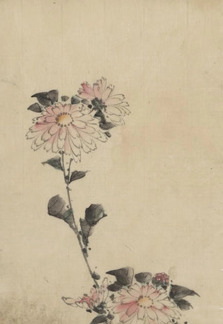 Roses flowers on a low stem and two on a high stem - Katsushika Hokusai — artwork view