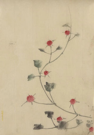 Small Red Flowers on a Vine - Katsushika Hokusai — artwork view