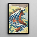 Yoshitsune's Horse Washings at Yoshino, Izumi Province - Katsushika Hokusai — framed artwork on a wall