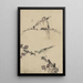 Three birds perched on branches, one with flowers - Katsushika Hokusai — framed artwork on a wall