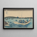 Sunset on the Ryogoku Bridge from Ommaya bank - Katsushika Hokusai — framed artwork on a wall