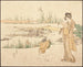 Woman and Child in a Garden, Fragment of the Goldfish Vendor - Katsushika Hokusai — artwork view