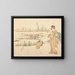 Woman and Child in a Garden, Fragment of the Goldfish Vendor - Katsushika Hokusai — framed artwork on a wall