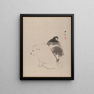 Kawabata Gyokush - A Pair of Puppies.webp