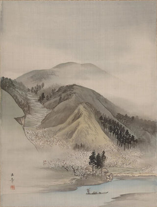 Kawabata Gyokush - Blossoms by a River.webp