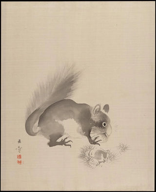 Kawabata Gyokush - Squirrel Eating Chestnuts.webp