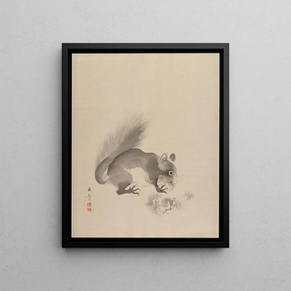 Kawabata Gyokush - Squirrel Eating Chestnuts.webp