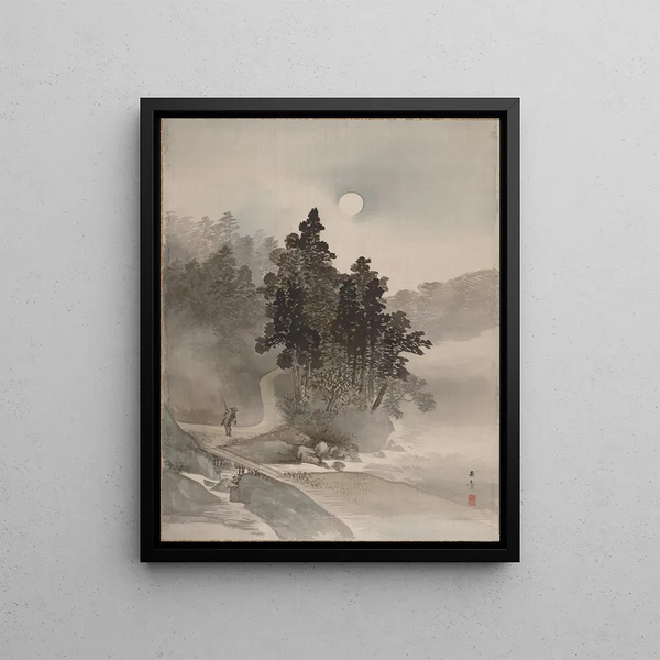 Voyager au clair de lune - Kawabata Gyokushō — framed artwork on a wall