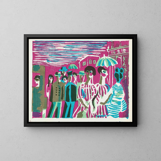 Pedestrians in Ginza - Kawakami Sumio — framed artwork on a wall