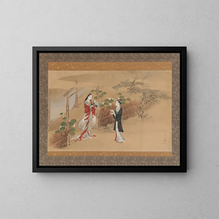 Faces of the Evening, chapter of the Tale of Genji - Kawamata Tsunemasa — framed artwork on a wall