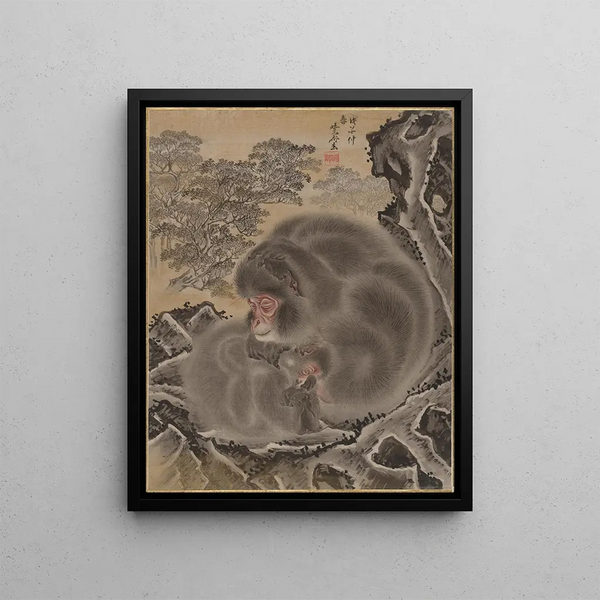 Monkeys - Kawanabe Kyōsai — framed artwork on a wall