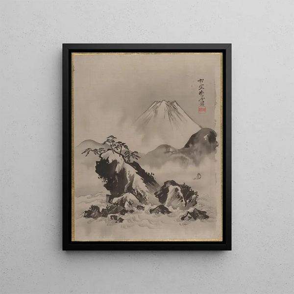 Mount Fuji - Kawanabe Kyōsai — framed artwork on a wall