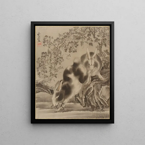 Lapins - Kawanabe Kyōsai — framed artwork on a wall