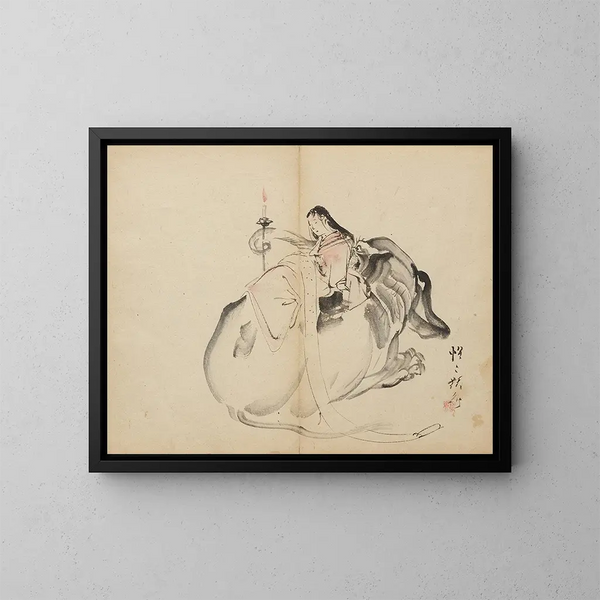 Monju Standing Painting - Kawanabe Kyōsai — framed artwork on a wall