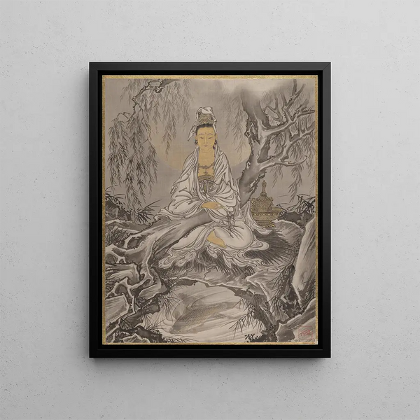 Kannon in white robe - Kawanabe Kyōsai — framed artwork on a wall