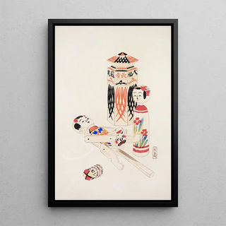 Illustrations collected from Japanese toys by Kyosen Pl013 - Kawasaki Kyōsen — framed artwork on a wall
