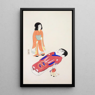 Illustrations collectées de jouets japonais par Kyōsen Pl034 - Kawasaki Kyōsen — framed artwork on a wall