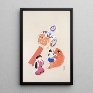 Illustrations collectées de jouets japonais par Kyōsen Pl043 - Kawasaki Kyōsen — framed artwork on a wall