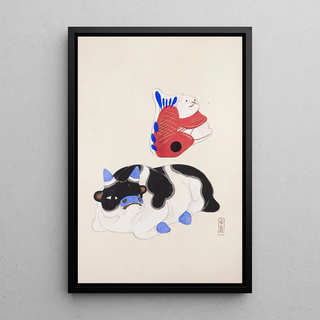 Illustrations collectées de jouets japonais par Kyōsen Pl068 - Kawasaki Kyōsen — framed artwork on a wall