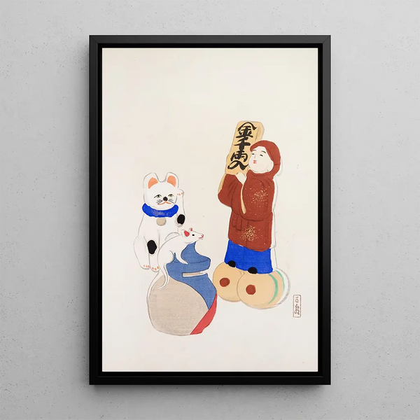 Illustrations collected from Japanese toys Pl072 - Kawasaki Kyōsen — framed artwork on a wall
