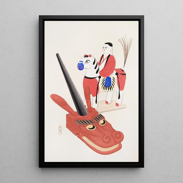Illustrations collectées de jouets japonais Pl073 - Kawasaki Kyōsen — framed artwork on a wall