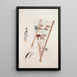 Illustrations collectées de jouets japonais Pl097 - Kawasaki Kyōsen — framed artwork on a wall