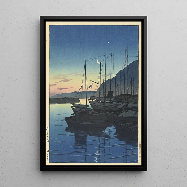 Morning in Beppu - Kawase Hasui — framed artwork on a wall