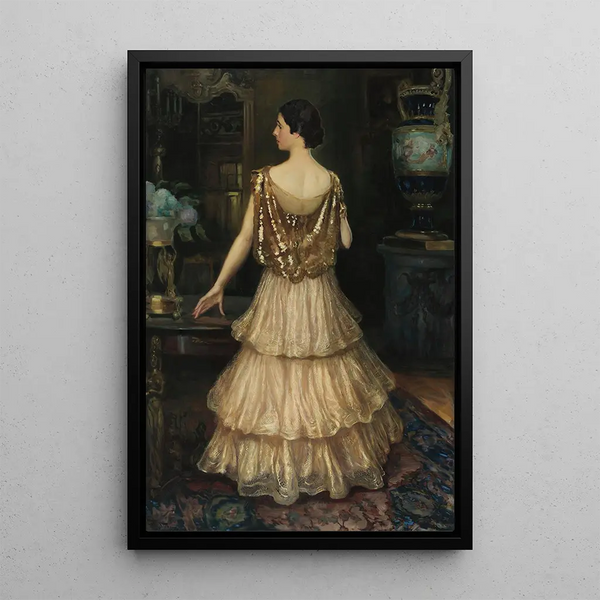 Portrait of Mrs. Gawrońska - Kazimierz Stabrowski — framed artwork on a wall