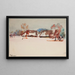Winter Village Landscape - Kazimierz Wojtanowicz — framed artwork on a wall