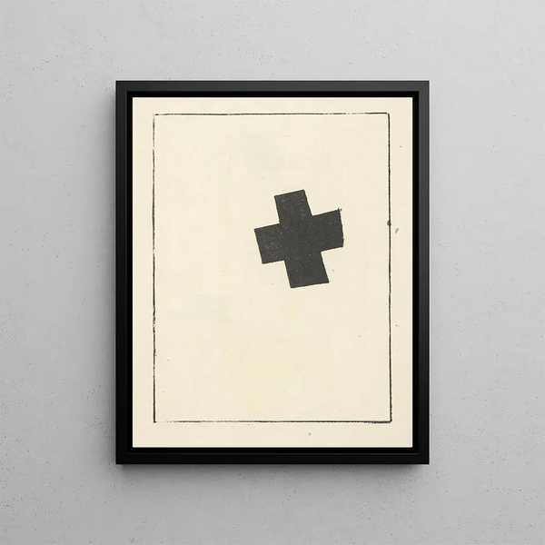 Petite croix noire - Kazimir Malevitch — framed artwork on a wall