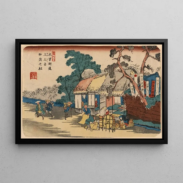 Ageo shuku kamo no yashiro - Keisai Eisen — framed artwork on a wall